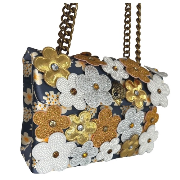 Kurt Geiger Handbags - Kurt Geiger London Floral Kensington Satin Crossbody Bag NWOT Flower Appliqué